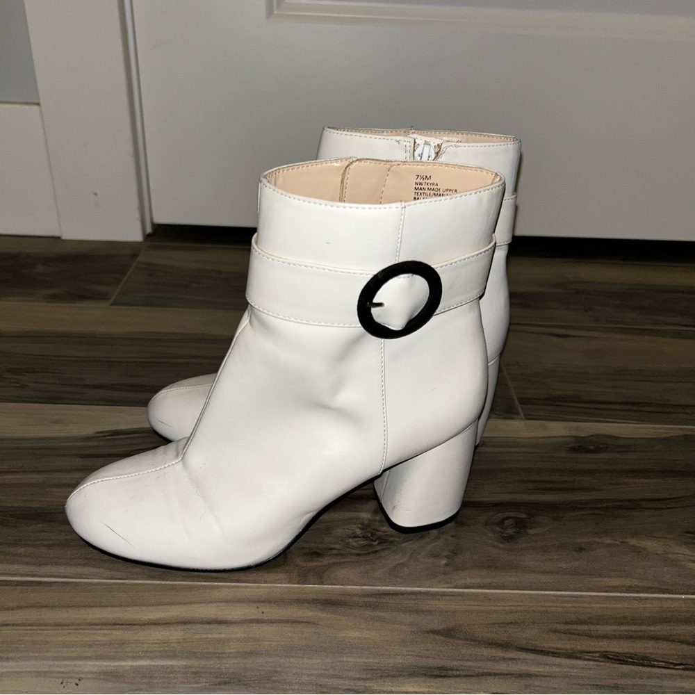 60s-70s style white leather boots